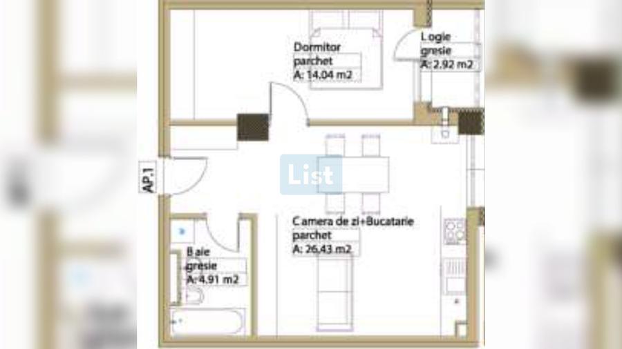 Apartament 2 camere, 55.35mpc, etaj 1, lift, Comision 0%