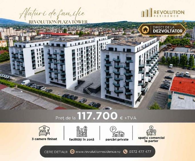 NEW! COMISION 0% - Ap. 3 camere finisate - str.Vasile Alecsandri 72B, Baia Mare