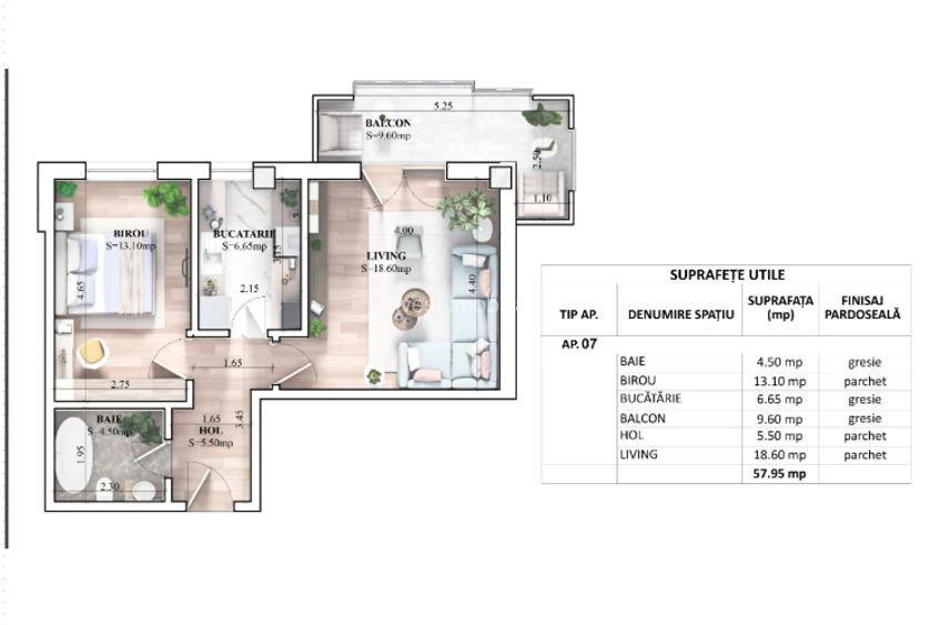 APARTAMENT CU 2 CAMERE, 58 MP, ETAJUL 1, FINALIZAT SI INTABULAT - 7