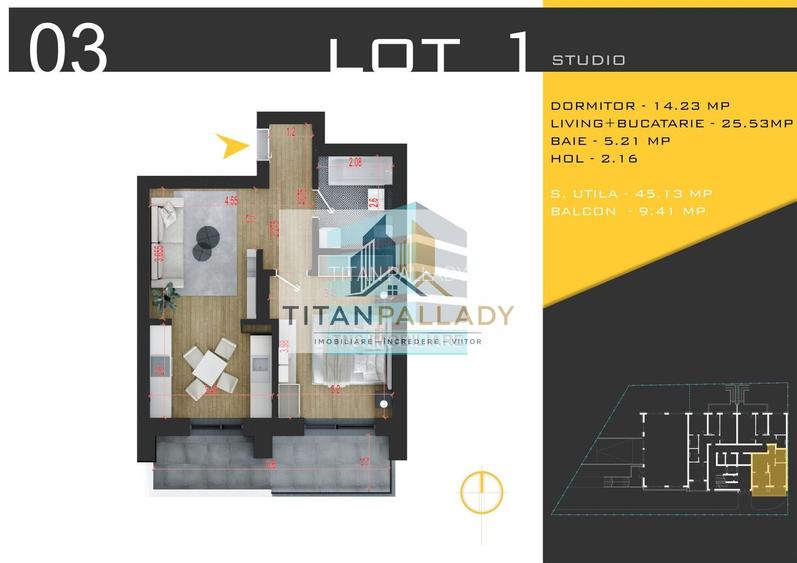 2 Camere Tip Studio 54 Mp,Pallady-Nicolae Teclu,Metrou
