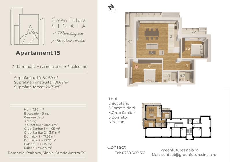 Apartament de 3 camere in centrul statiunii -- Priveliste spectaculoasa