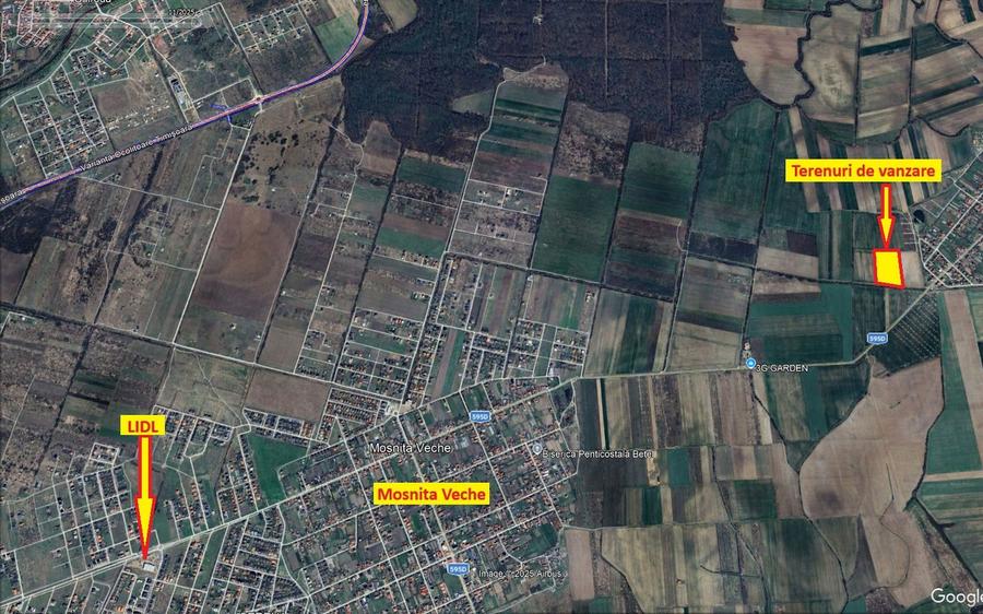 Terenuri intr Mosnita si Bucovat, cu gaz, apa, curent– 62 euro/mp+TVA