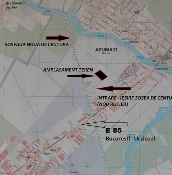 Vanzare/ schimb teren Afumati la nod centura (Autostrada A0) comercial