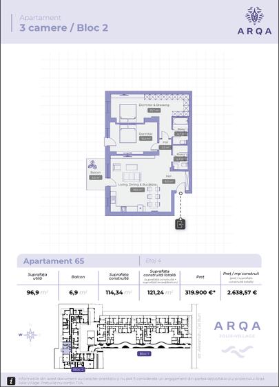 Direct Dezvoltator 3 Camere 104 Mp Arqa Jolie Village Pipera