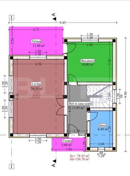 Casă individuală 4 camere, 120 mp utili, zona Bucium