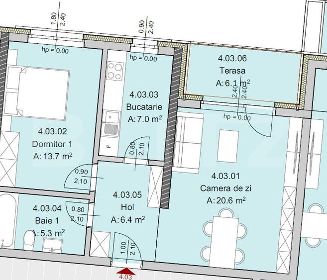 Apartament 2 camere 53 mp, Constructie Noua, Zona The Office