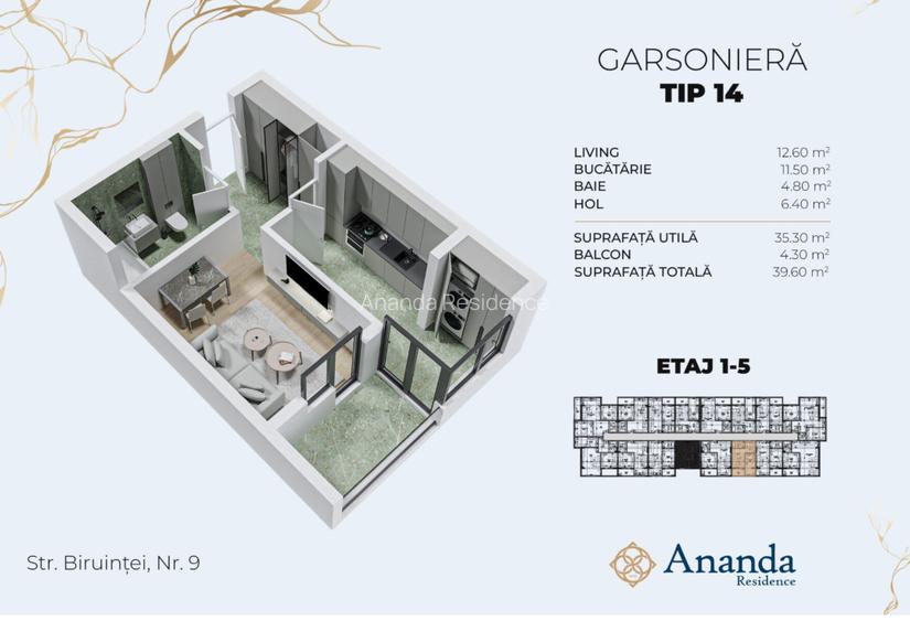 Direct dezvoltator I Garsonieră confort modern I Ananda Residence - 15