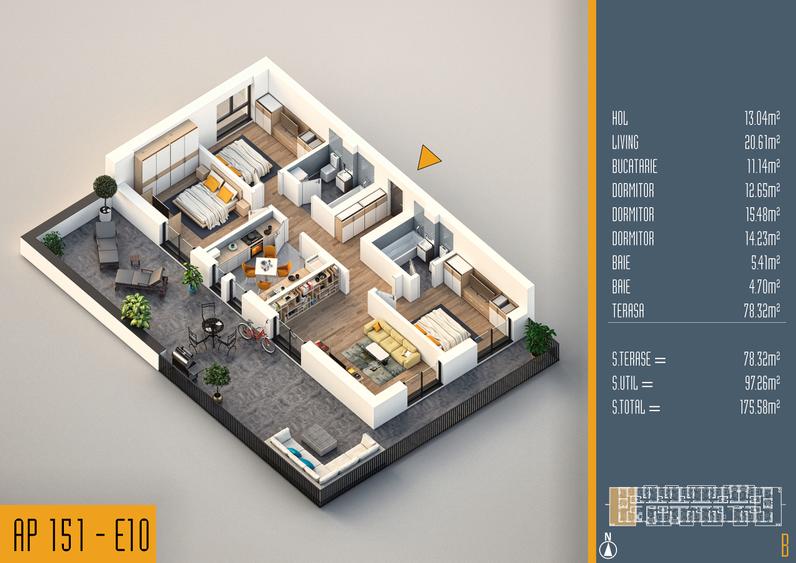 Apartament 4 camere | Decomandat | Terasa Spatioasa