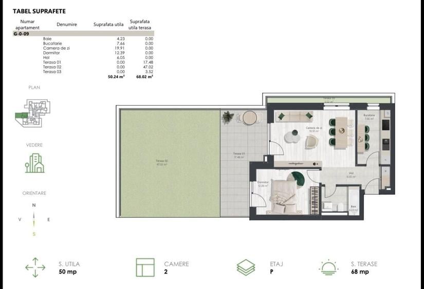 Apartament nou cu 2 camere si gradina | Denya Forest