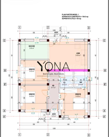 Case plan parter | Andamblu rezidențial nou 46 case | 4 camere | Curte - 10