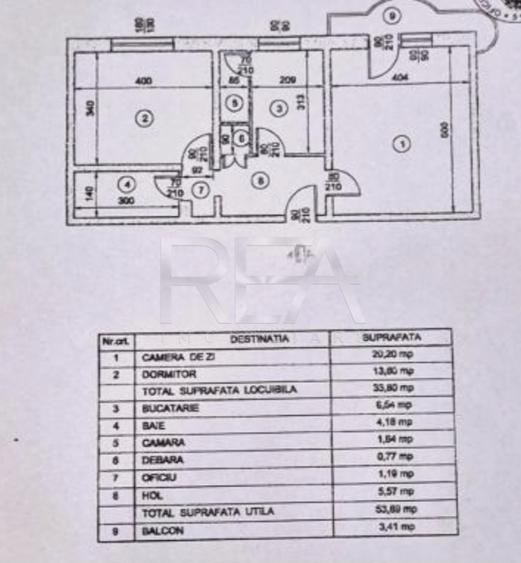 2 camere, et 5/8, anvelopat, bloc 1989, 57,30 mp-13 Septembrie, Prosper