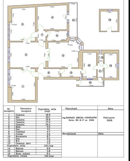 Vanzare apartament 5 camere 152 mp