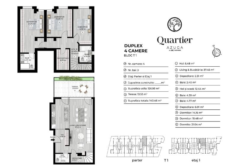 QUARTIER AZUGA - DOAMNA GHICA | DUPLEX CU 4 CAMERE + TERASA | PROIECT PREMIUM - 1