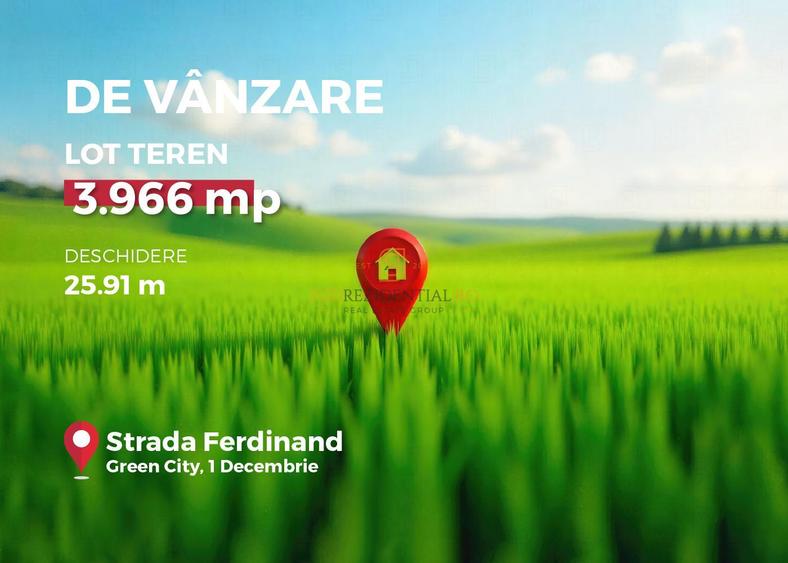 Teren intravilan, com.1 Decembrie, Ilfov, suprafata 3966 mp,Green City