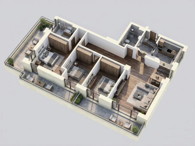 Apartament 3 camere de vânzare Băneasa – Sisești | 119 mp utili | Terasă 47 mp