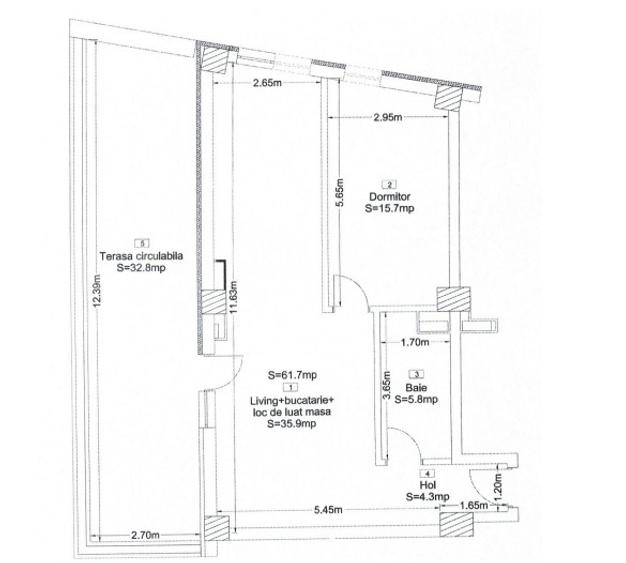 Apartament 2 camere, 62 mp, terasa 33mp, bloc nou, zona Corneliu Coposu