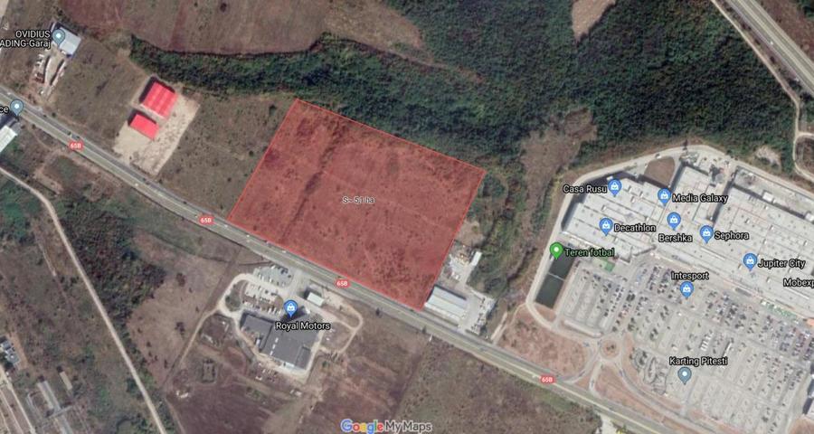 Teren in zona comerciala | Vama Pitesti | S: 50.000 mp | Deschidere 270m | Auto