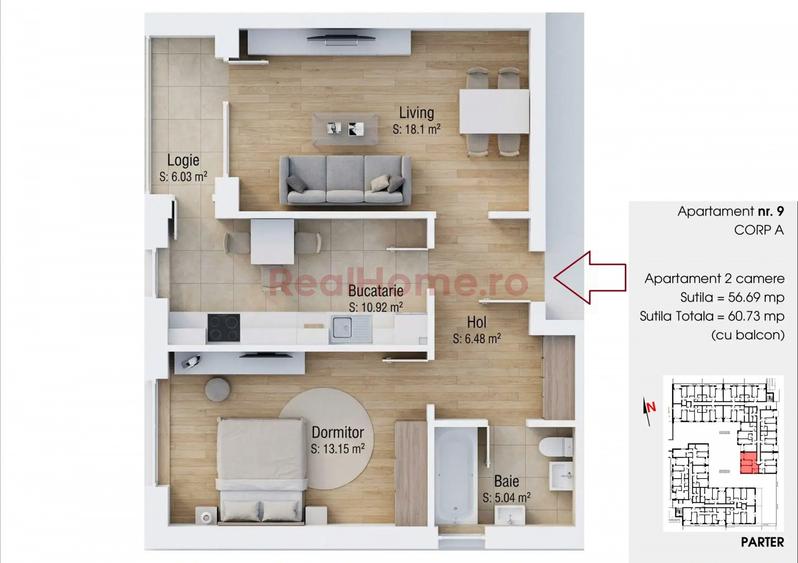 Apartament 2 camere metrou 1 Dec 1918 Ozana geam la baie bloc nou