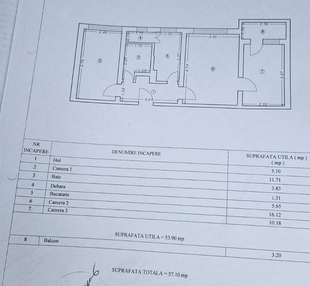 Strada Traian- apartament cu 3 camere semidecomandat