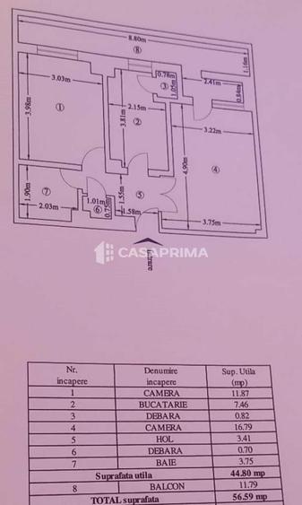 ANASTASAIE PANU-HALA CENTRALA-ap.2 camere,decomandat,curat,et2/8,OCAZIE!