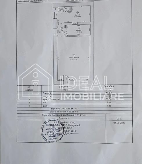 Spațiu comercial de închiriat – Zona 9 Mai | 57mp utili