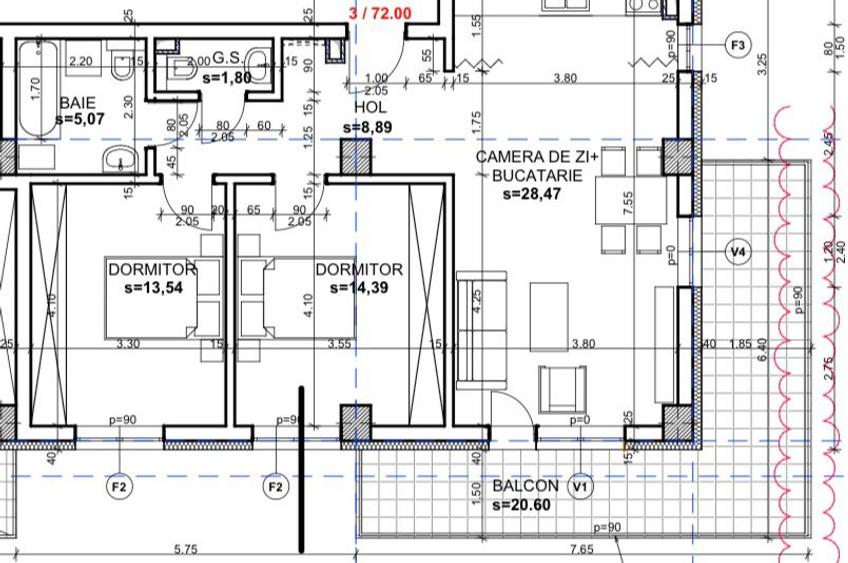 Apartament de 3 camere, 72mp utili, terasa 20mp, Zona Andrei Muresanu