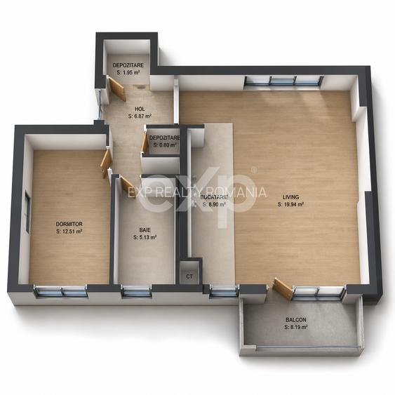 Apartament de 2 camere | 58 utili | Urban Plaza | nemobilat - 1