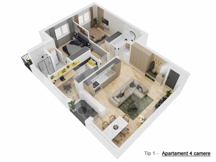 Apartament 4 camere - Tip I - 81,09 mp - Doamna Stanca - COMISION 0 CUMPĂRĂTOR