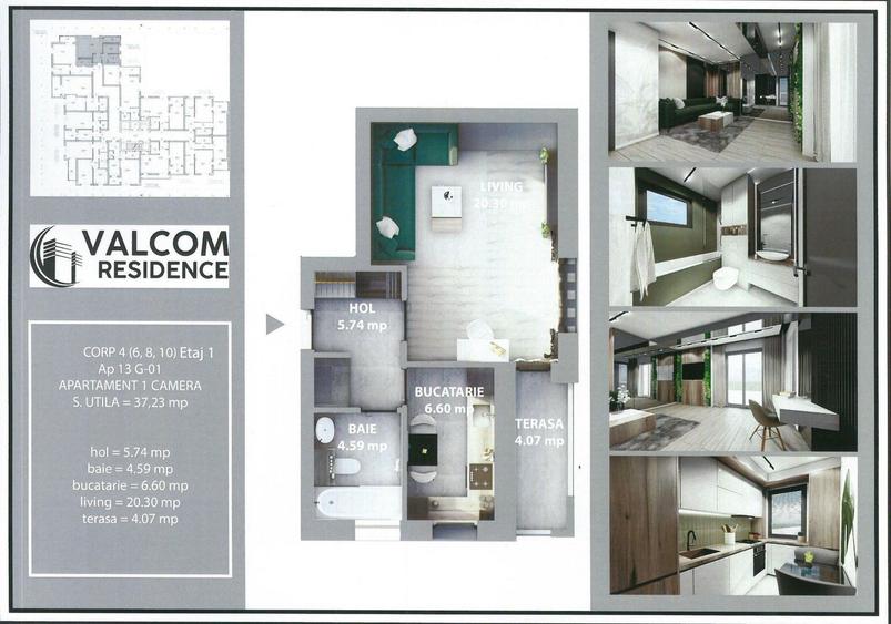 Valcom Residence Bartolomeu, Garsoniera, terasa 4.07mp, Comision 0%