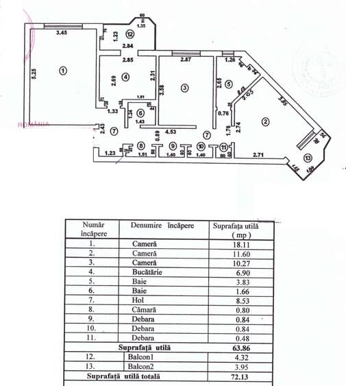 Ap. 3dec. Siderurgistilor, etaj 3, 72mp