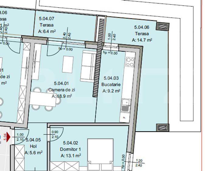Apartament 2 camere, 52 mp, Terasa 21 mp, Imobil Nou, Semicentral