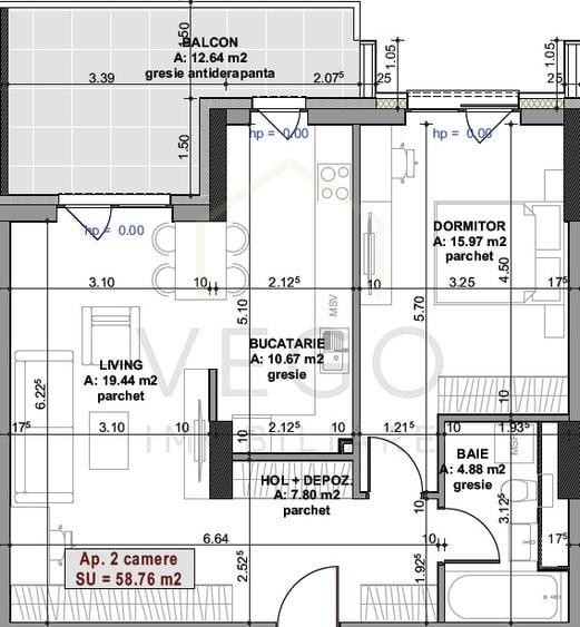 Apartament cu 2 camere in imobil nou, terasa 13 mp, zona Fabricii