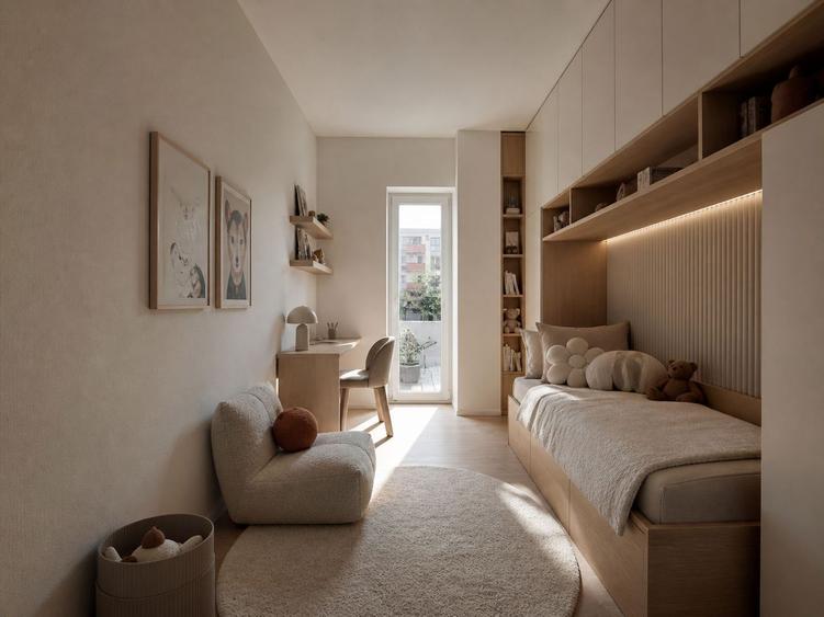 Apartament 2,5 camere, terasă 60 mp, loc de parcare subteran.
