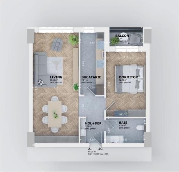 2 Camere 56mp NOU - Tatarasi Venetia - Complex LUX Rezidential - zona Kaufland