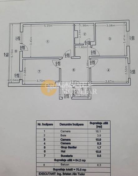 3 CAMERE DECOMANDAT - 2 BĂI -71 MP - ETAJ 1/4 - Mircea cel Batran - 11