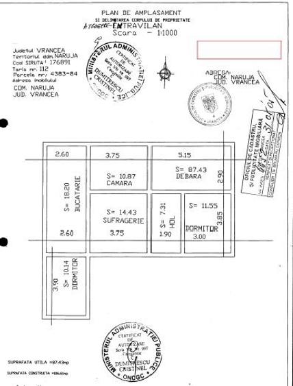 Casa 106.61 mp + grajd 139,78 mp + teren 998 mp, Naruja, Jud. Vrancea