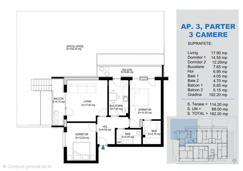 3 camere cu gradina 100mp | Titanul Pallady  | Metrou Teclu 12 minute - 2