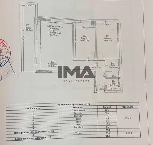 3 camere | Etaj 2 | Încălzire în pardoseală | Frunzișului