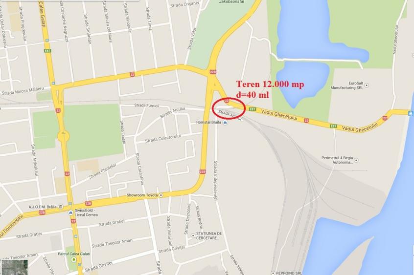 Braila, str.Independentei, proprietar, vand teren 11.349 mp deschidere de 40 ml