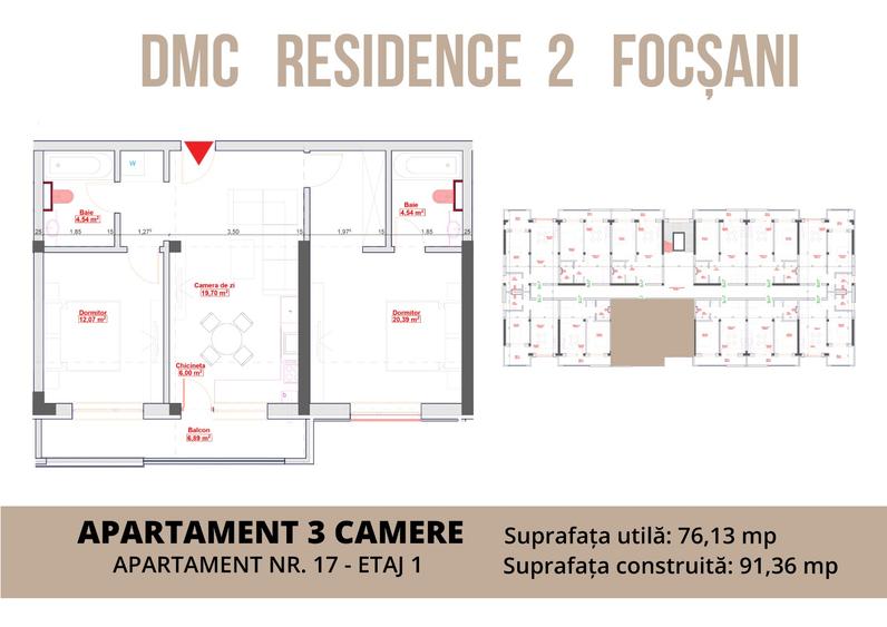 Apartament 3 camere-Zona Lidl Nord-76 mp