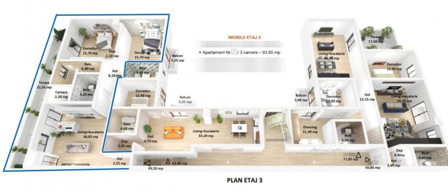 Ultimul apartament cu 3 camere | Bloc nou | 93mp | Garaj | Someseni!