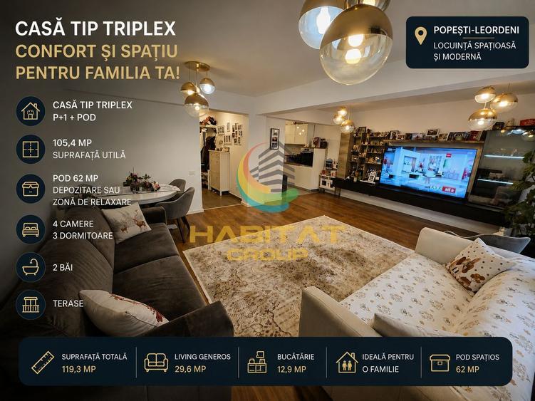 Vânzare Casa tip Triplex 120 mp - Popești Leordeni | Strada Orizontului