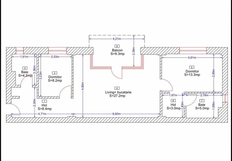 Apartament 3 camere, 2 bai, balcon, bloc nou, Borhanci