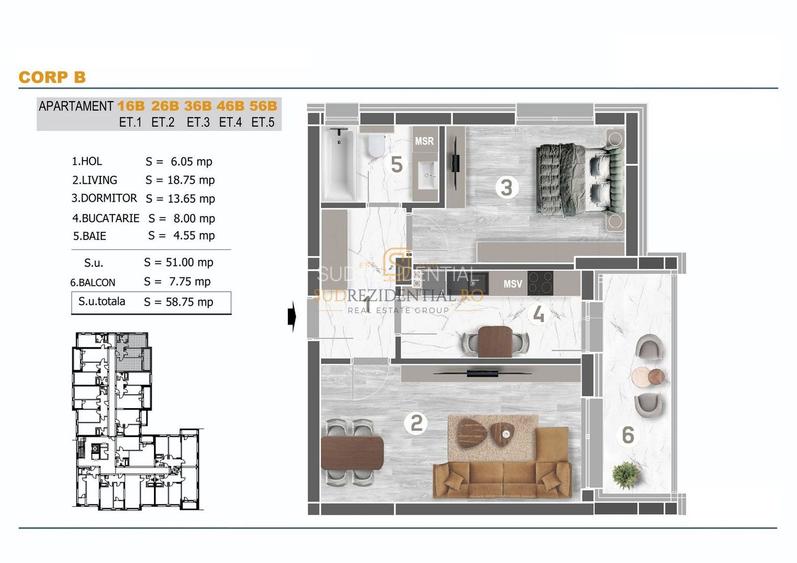 Apartament 2 camere, decomandat, balcon generos, Mall Grand Arena - 1