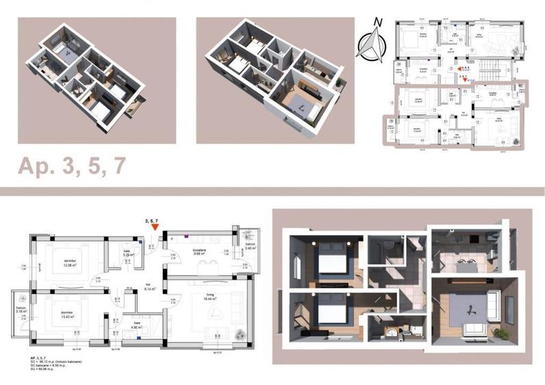 Apartament 3 camere, str Primăverii!
