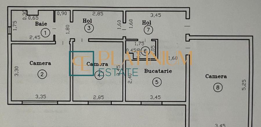 P4893 Apartament 3 Camere DECOMANDAT | 2 Băi | Zona Girocului | CENTRALA PROPRIE