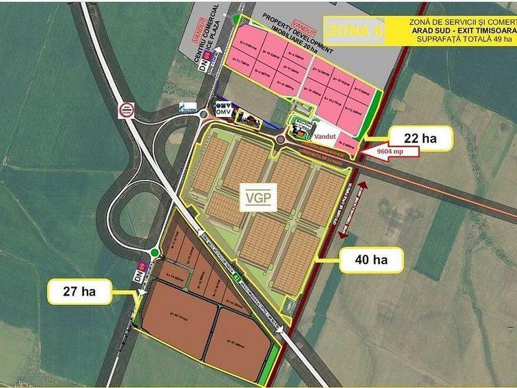 Teren Industrial Arad 9604 mp Autostrada A1 Centura Arad Sud Est, DN69