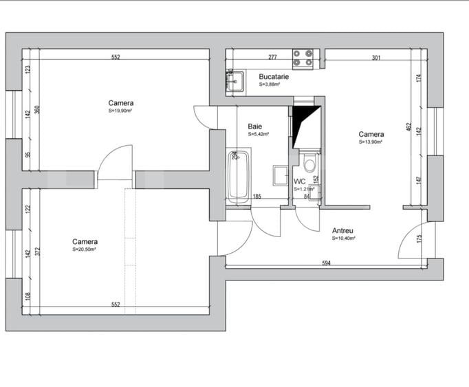 Apartament 3 camere, 75.25 mp, zonă Semicentrală