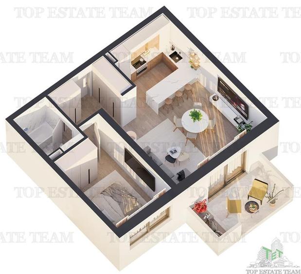 Apartament 2 camere bloc nou zona Antiaeriana