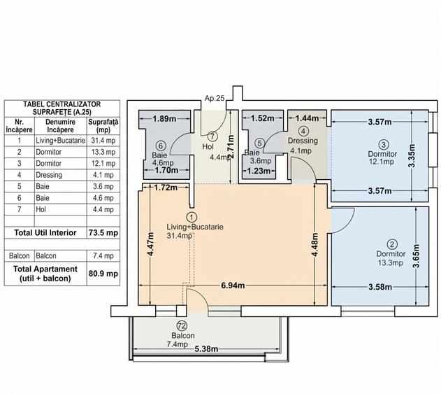 Apartament 3 camere 74mp | 0 comision | MTM Pipera | Mobilat Utilat